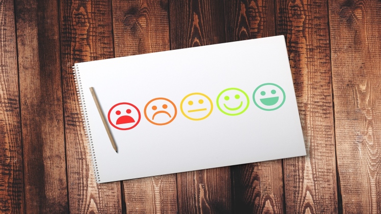Several emojis of faces that help to depict the feelings a customer may have